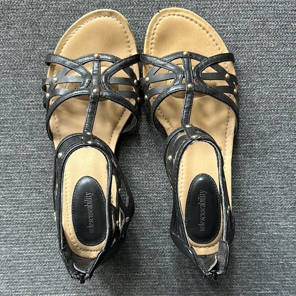 Solesenseability Black Sandals Size 8.5